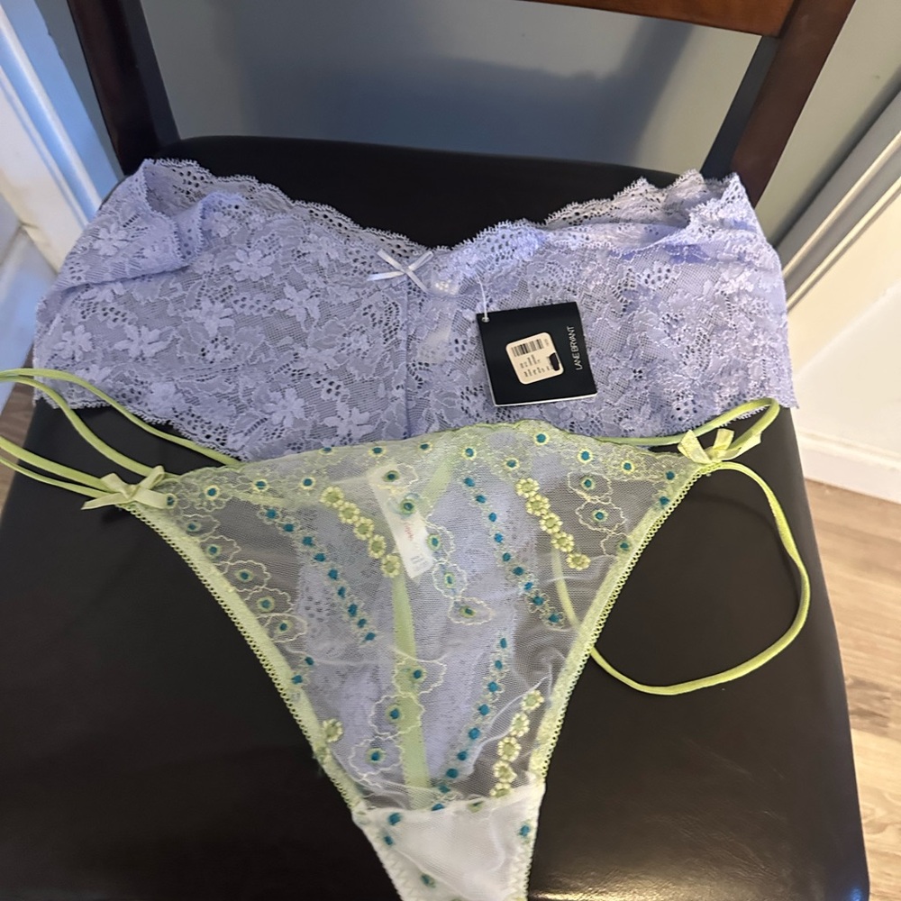Cacique Lace Panty Set - Lavender and Lime